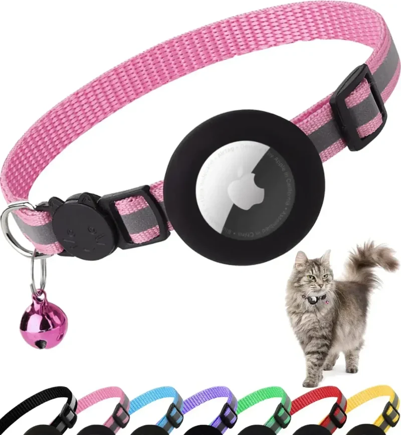 Collier Chat Réfléchissant avec Support AirTag Réglable