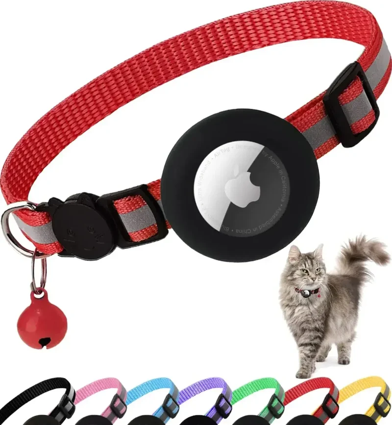 Collier Chat Réfléchissant avec Support AirTag Réglable