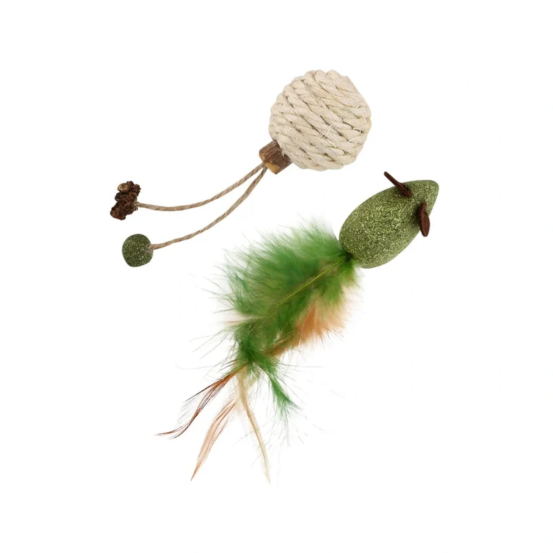 Wouapy Duo Ratón y Pelota de Sisal Juguete con Catnip para Gatos