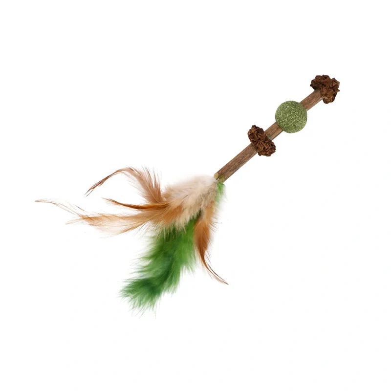 Wouapy Palo de Pluma y Canicas Juguete con Catnip para Gatos