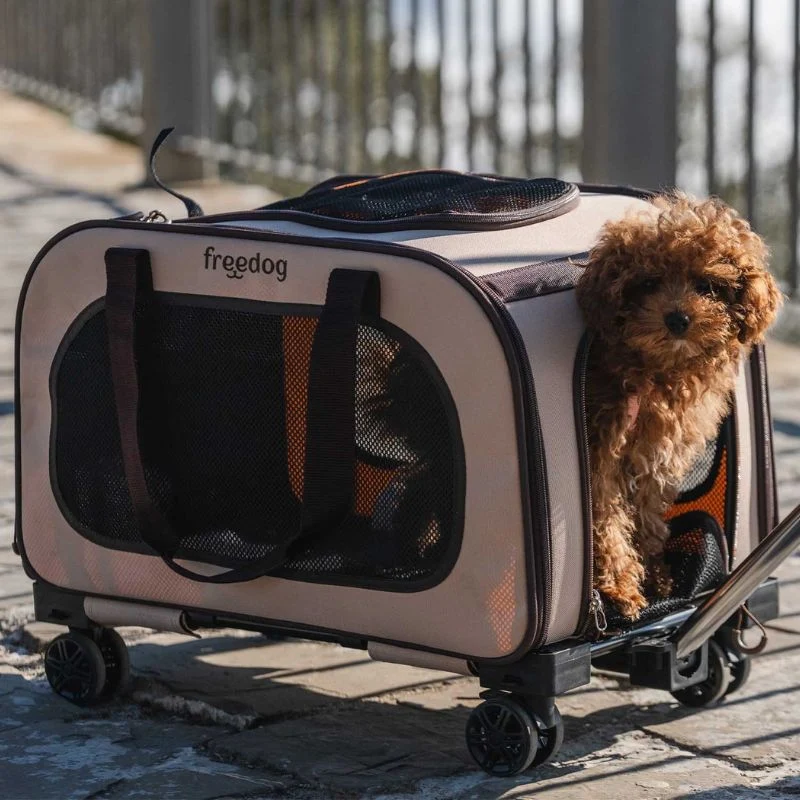 FREEDOG TRANSPORTIN PERROS TROLLEY TRAVELTAILS CREMA 54 X 33 X 42 CM