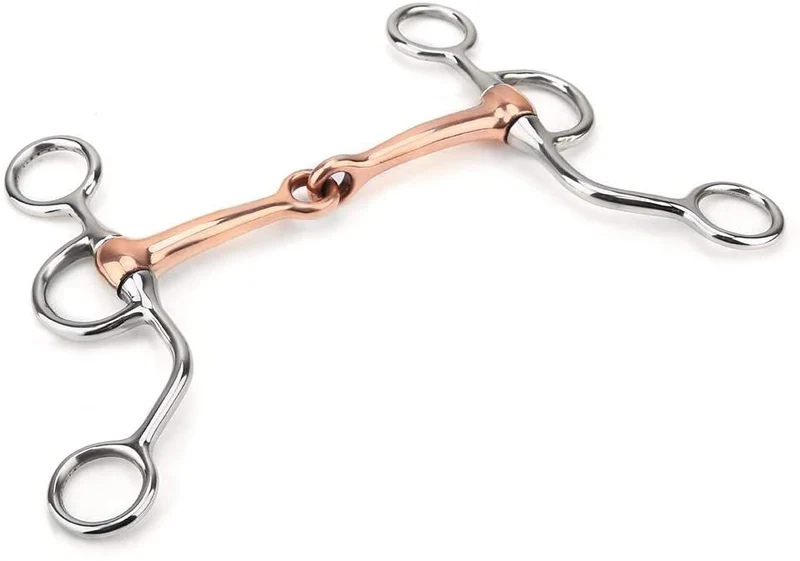 HEEPDD - Broca de entrenamiento para caballo con forma de serpiente, acero inoxidable, con boca de cobre rojo