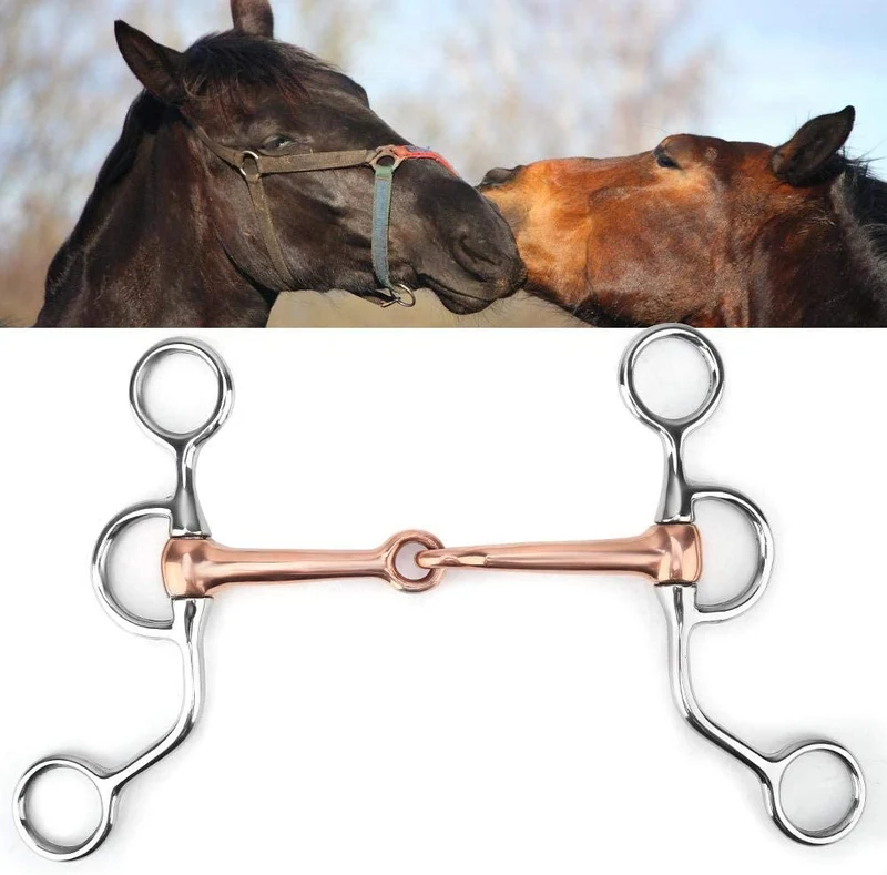 HEEPDD - Broca de entrenamiento para caballo con forma de serpiente, acero inoxidable, con boca de cobre rojo