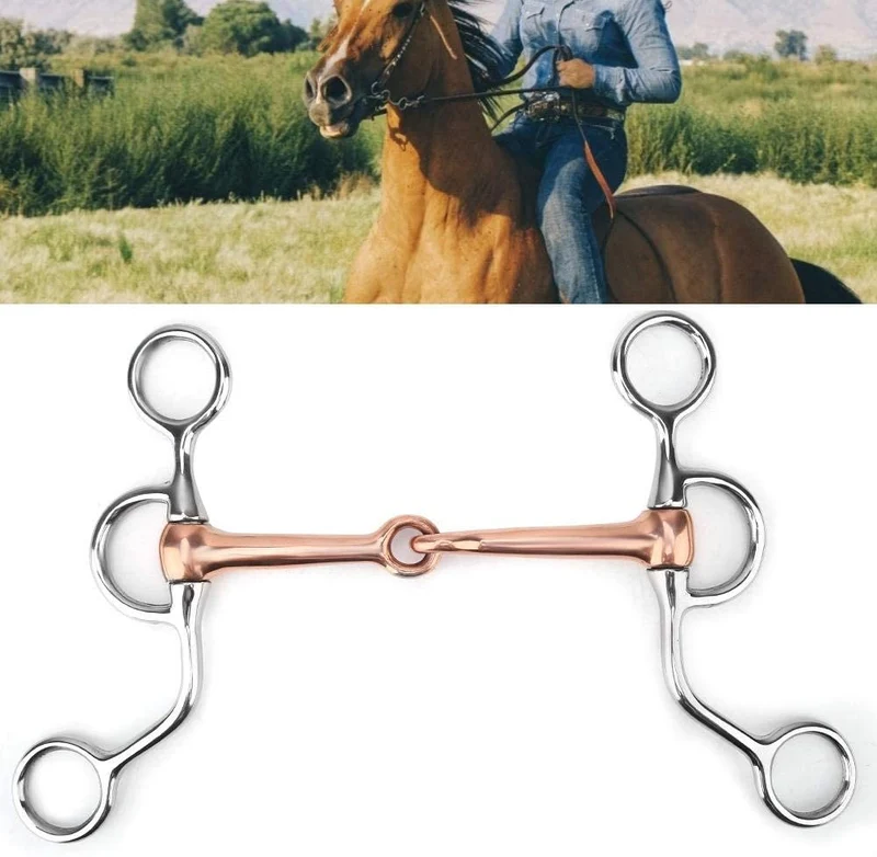 HEEPDD - Broca de entrenamiento para caballo con forma de serpiente, acero inoxidable, con boca de cobre rojo