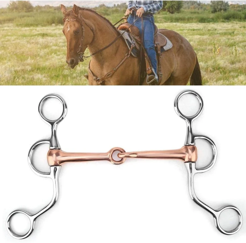 HEEPDD - Broca de entrenamiento para caballo con forma de serpiente, acero inoxidable, con boca de cobre rojo