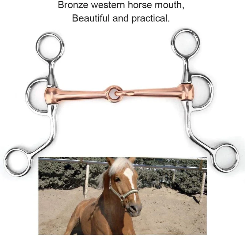 HEEPDD - Broca de entrenamiento para caballo con forma de serpiente, acero inoxidable, con boca de cobre rojo