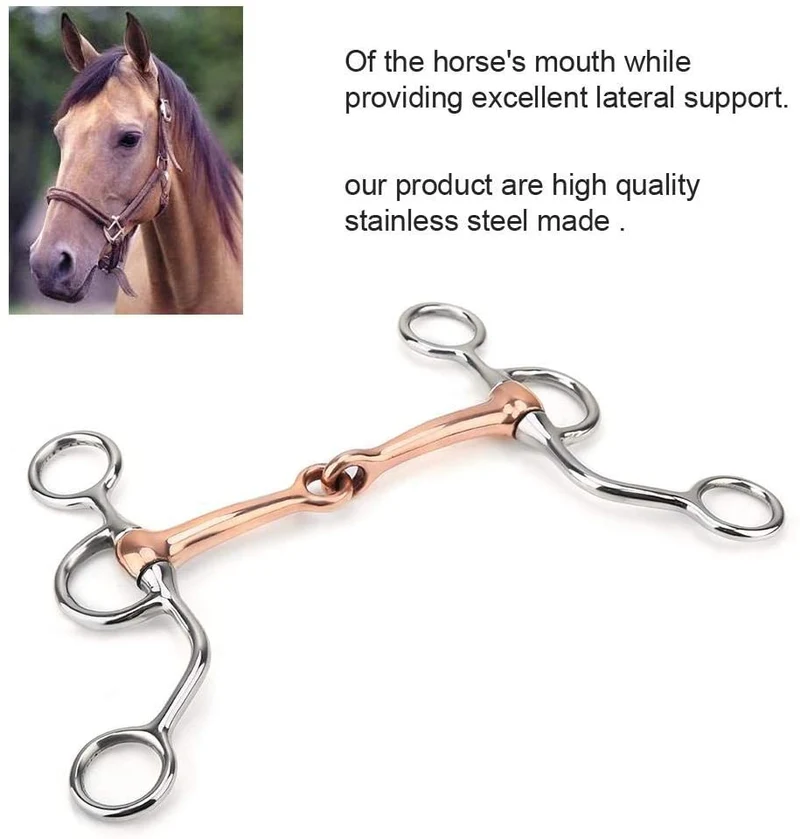 HEEPDD - Broca de entrenamiento para caballo con forma de serpiente, acero inoxidable, con boca de cobre rojo