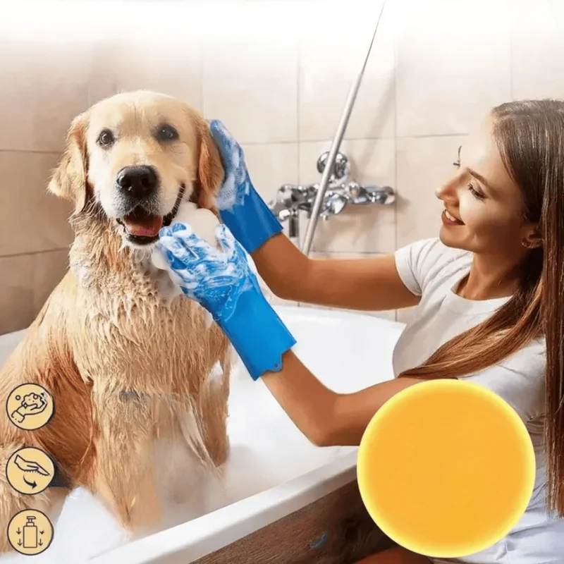 Gants de Toilettage en Silicone pour Chiens et Chats