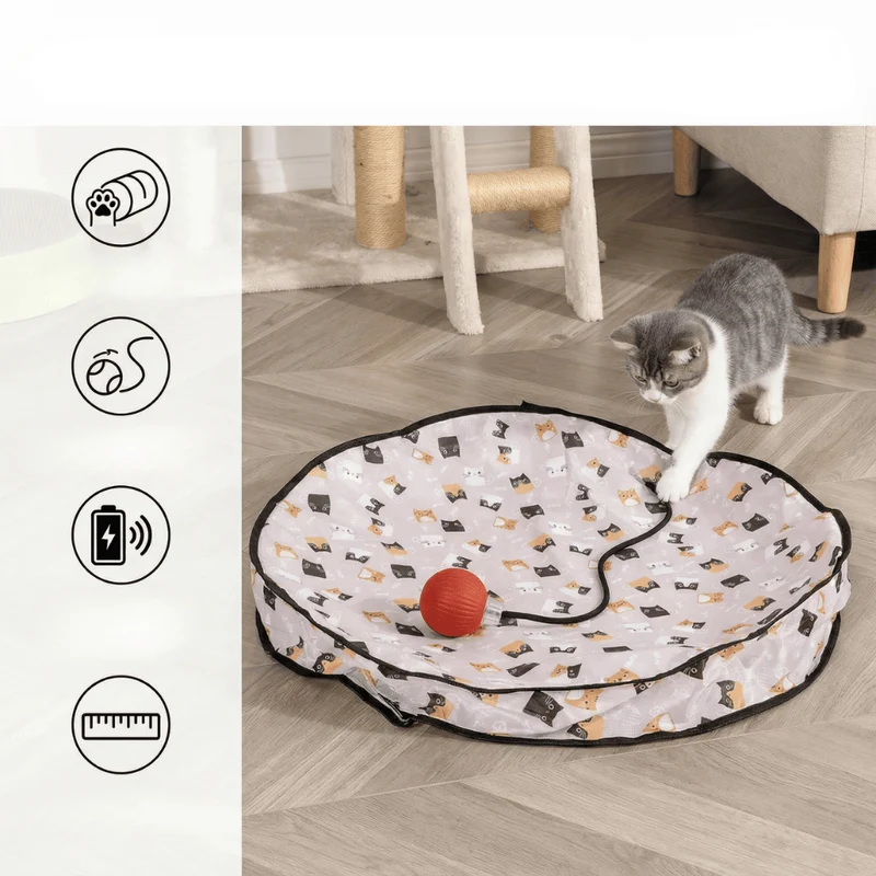 Tapis de Jeu Interactif pour Chat avec Balle Motorisée 70 cm