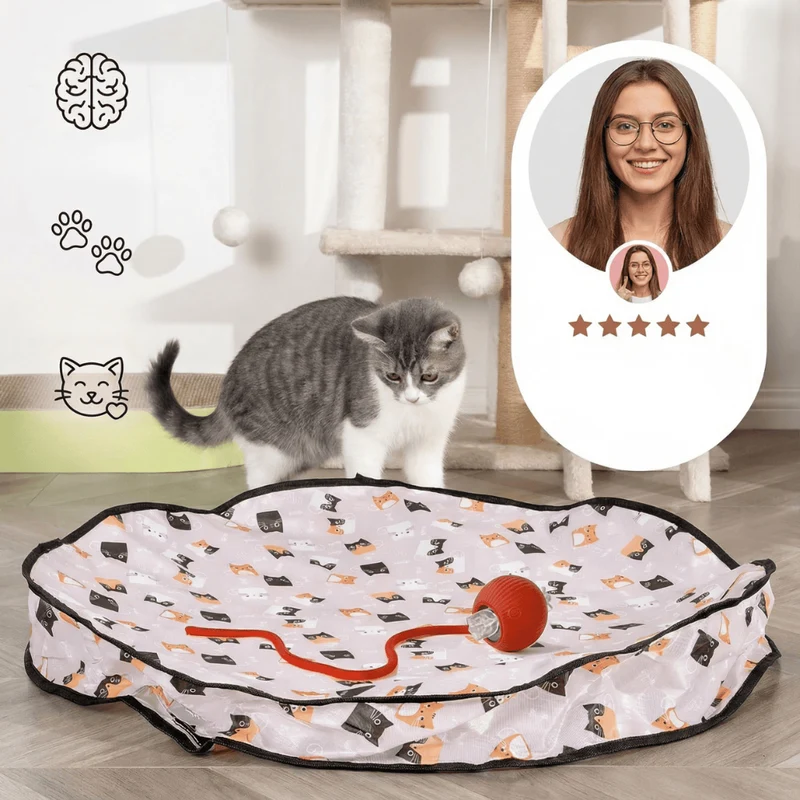 Tapis de Jeu Interactif pour Chat avec Balle Motorisée 70 cm