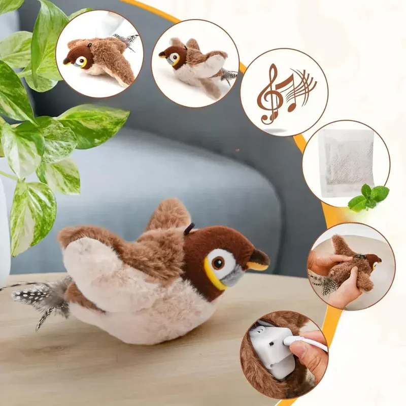 Oiseau Interactif Battant Rechargeable pour Chat