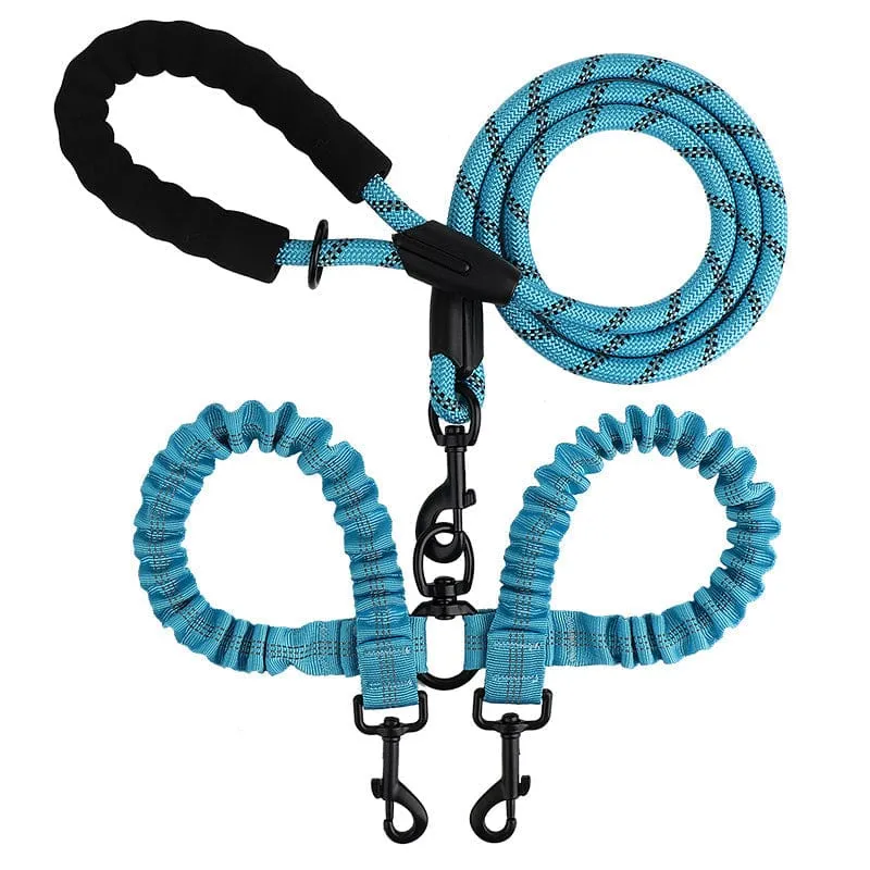 Laisse Double 2-en-1 pour Chien avec Rotule 360°