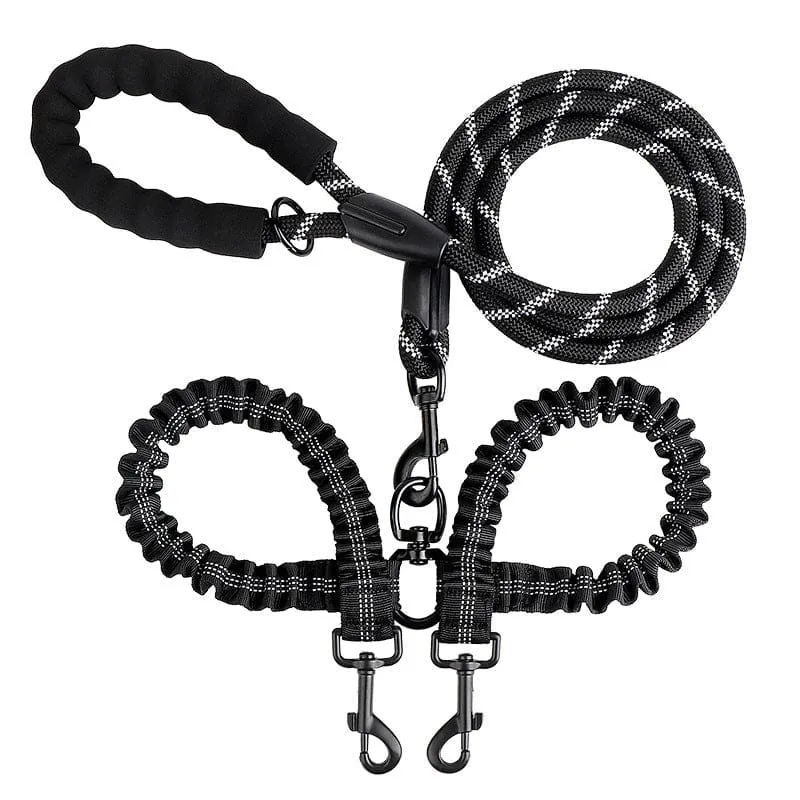 Laisse Double 2-en-1 pour Chien avec Rotule 360°
