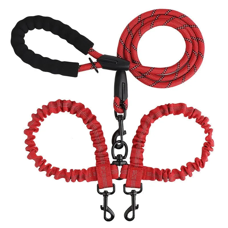 Laisse Double 2-en-1 pour Chien avec Rotule 360°