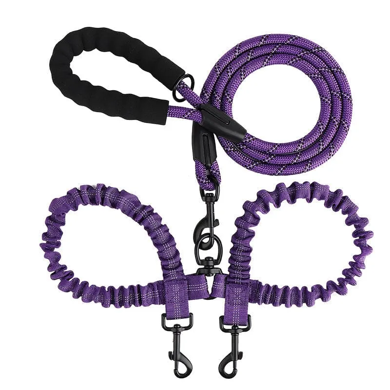 Laisse Double 2-en-1 pour Chien avec Rotule 360°