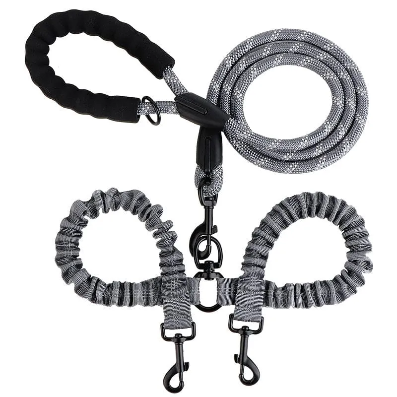 Laisse Double 2-en-1 pour Chien avec Rotule 360°