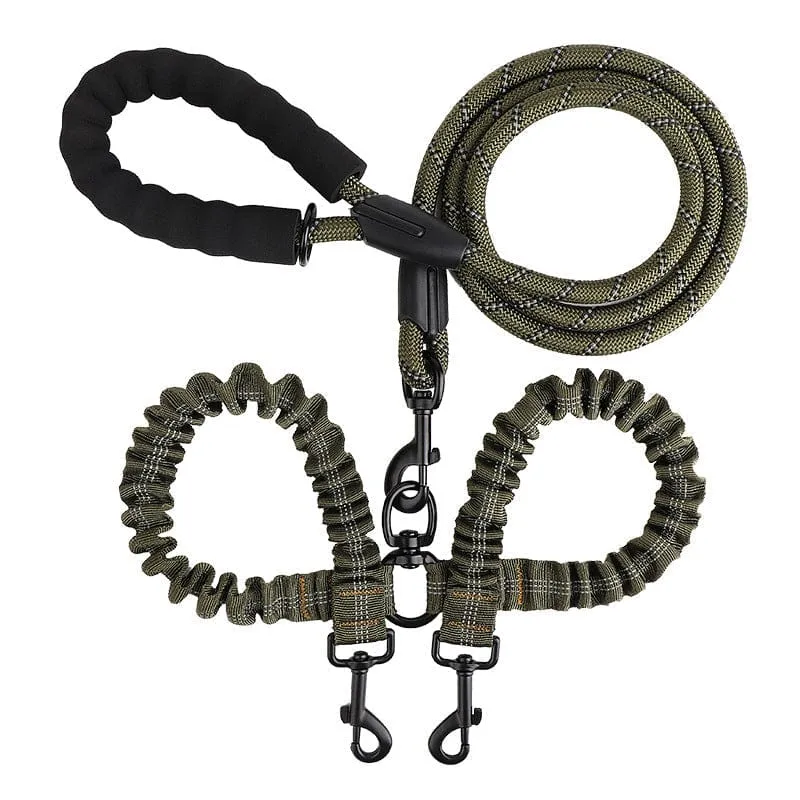 Laisse Double 2-en-1 pour Chien avec Rotule 360°