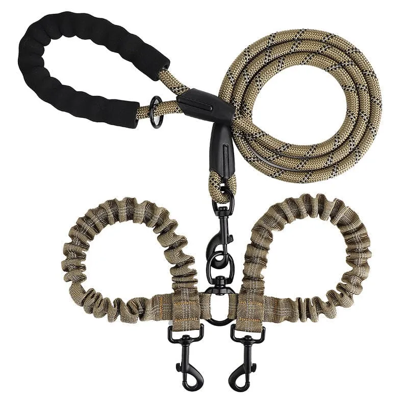 Laisse Double 2-en-1 pour Chien avec Rotule 360°