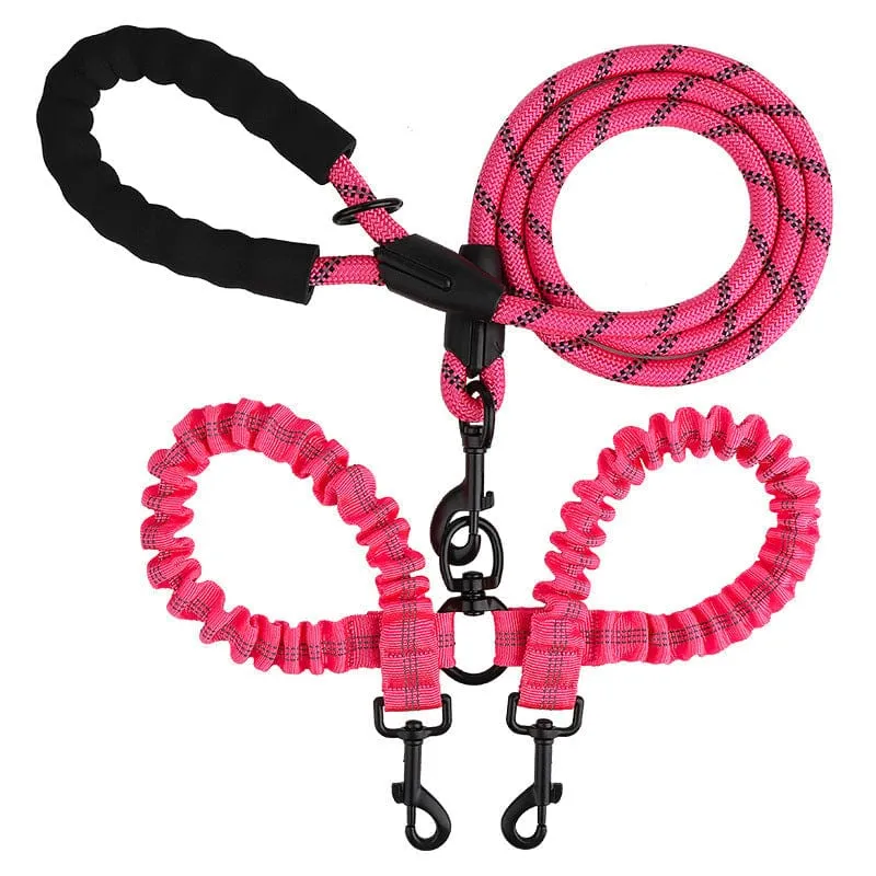 Laisse Double 2-en-1 pour Chien avec Rotule 360°