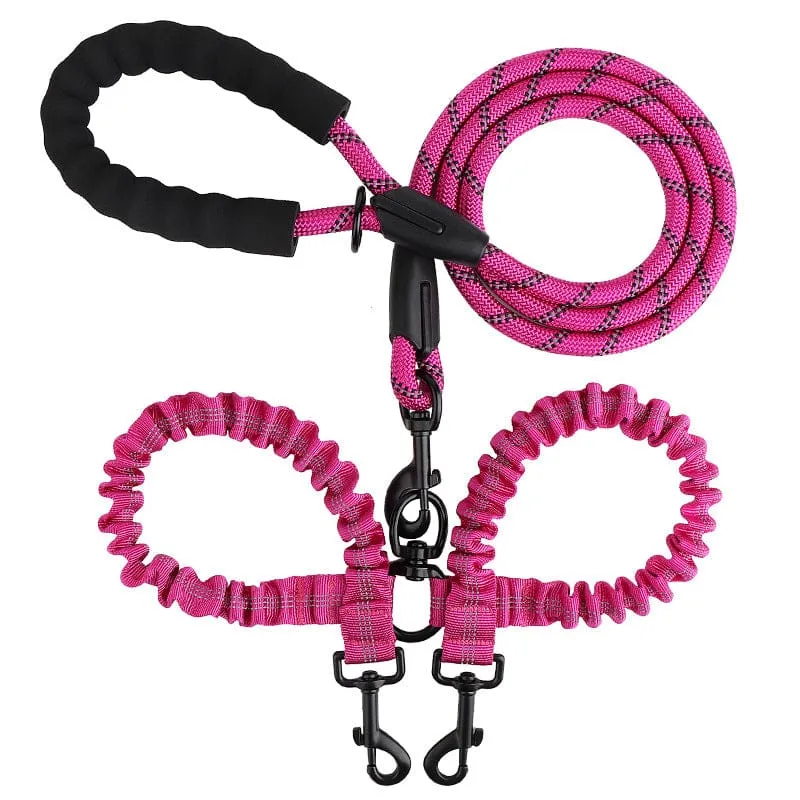 Laisse Double 2-en-1 pour Chien avec Rotule 360°