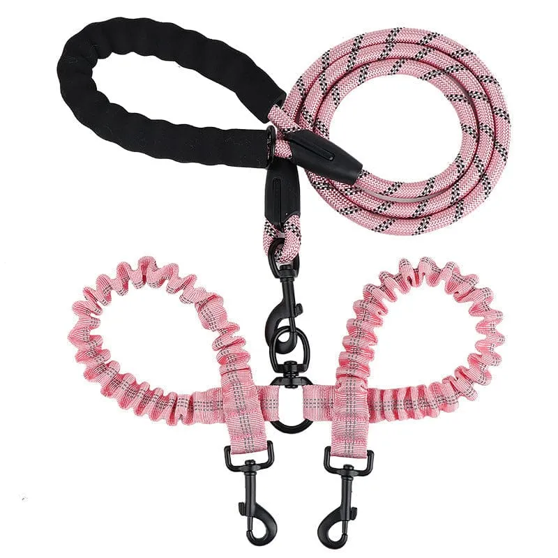 Laisse Double 2-en-1 pour Chien avec Rotule 360°