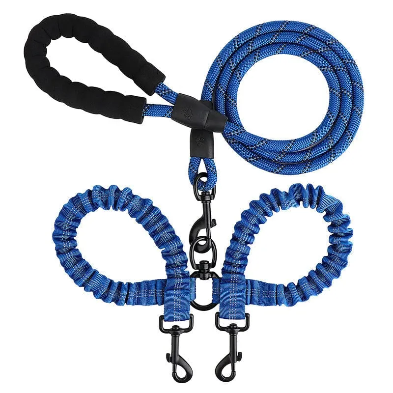 Laisse Double 2-en-1 pour Chien avec Rotule 360°