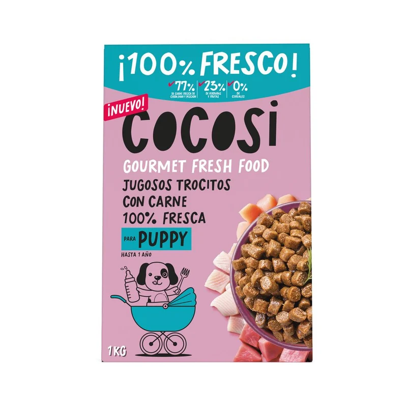 Cocosi Puppy Trocitos con Carne Fresca Comida Semihúmeda para Cachorros