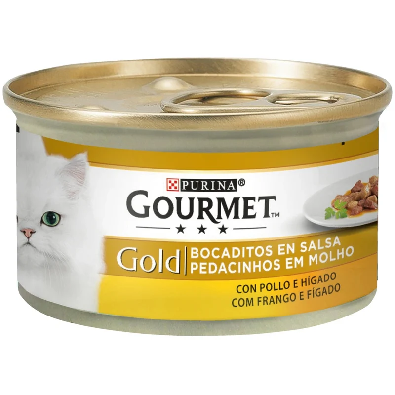 Gourmet Gold Bocaditos Pollo e Hígado 85 g Comida Húmeda para Gatos