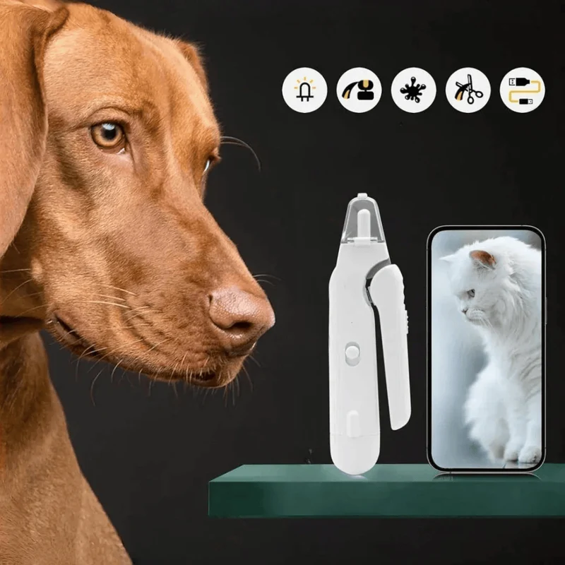 Coupe Griffes Électrique 2-en-1 LED pour Chien et Chat