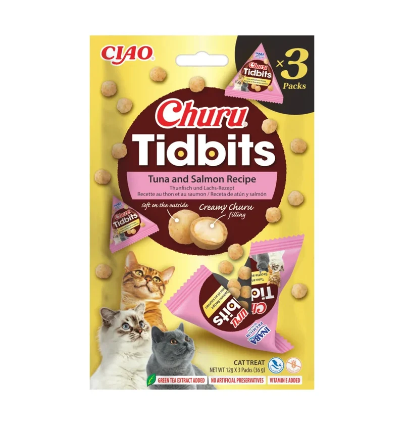 Churu Tidbits Receta de Atún y Salmón Snack para Gatos
