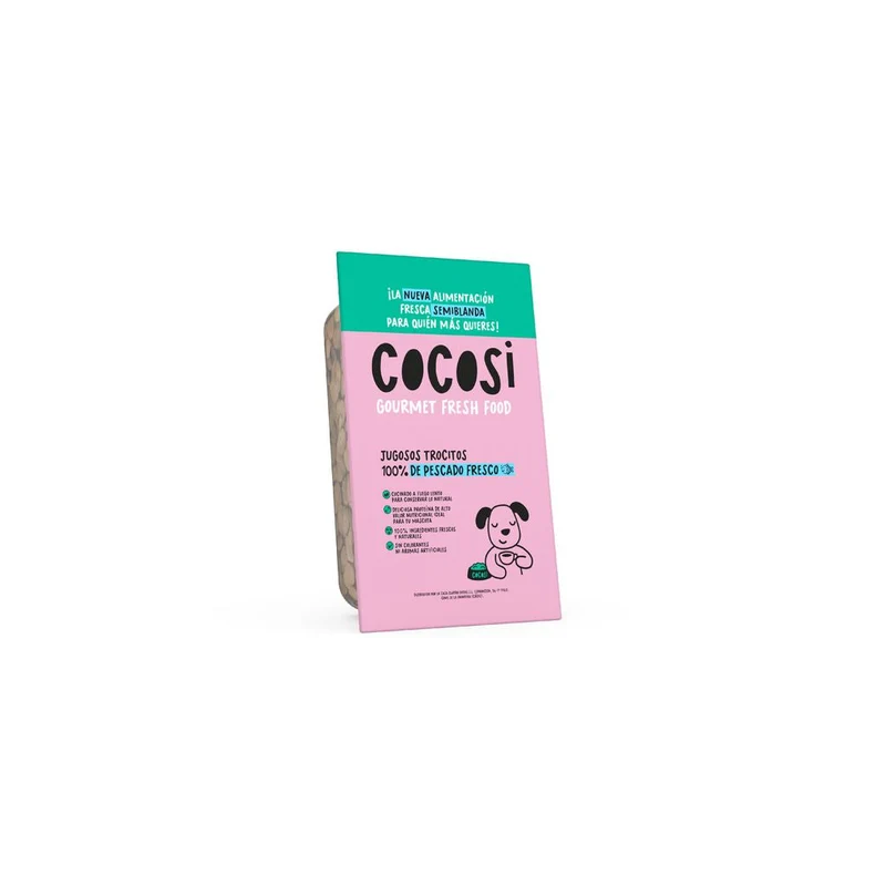 Cocosi Trocitos con Carne 100% Fresca de Pescado Comida Semihúmeda para Perros
