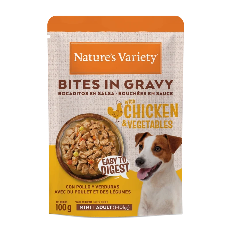 Nature's Variety Bocaditos en Salsa Pollo y Verduras Comida Húmeda para Perros Mini