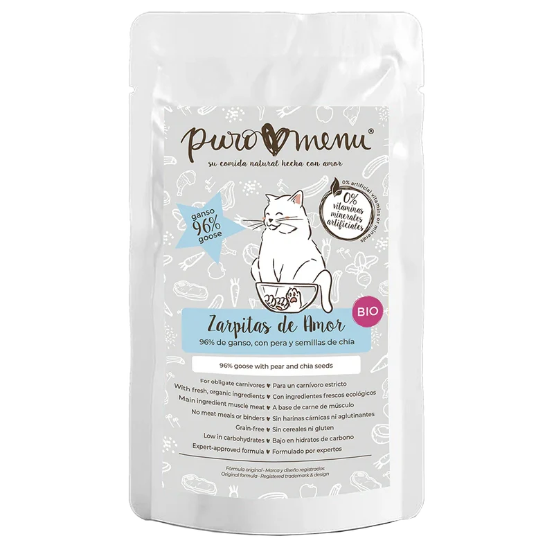 Puro Menú BIO Zarpitas de Amor Comida Húmeda de Ganso para Gatos