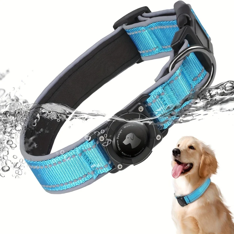 Collier Réglable pour Chien avec Support Étanche pour AirTag (AirTag non inclus)