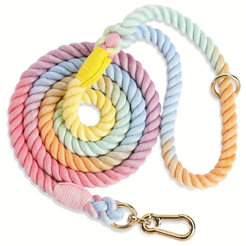 Laisse tressée multicolore pour chien – 1,52 m avec mousqueton rotatif 360°