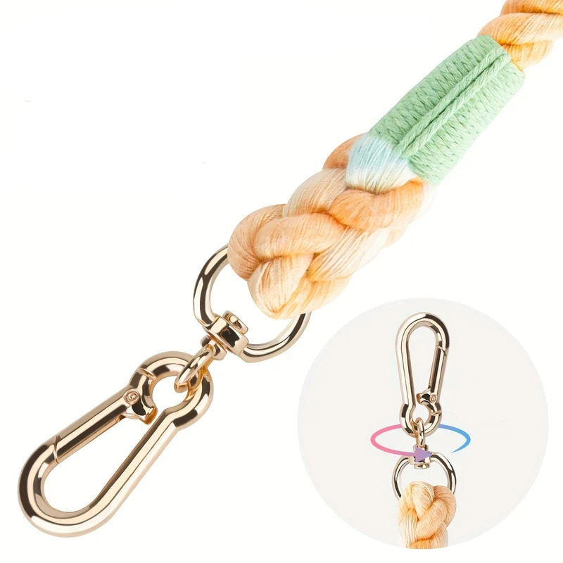 Laisse tressée multicolore pour chien – 1,52 m avec mousqueton rotatif 360°