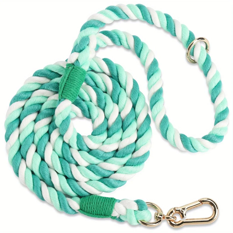 Laisse tressée multicolore pour chien – 1,52 m avec mousqueton rotatif 360°