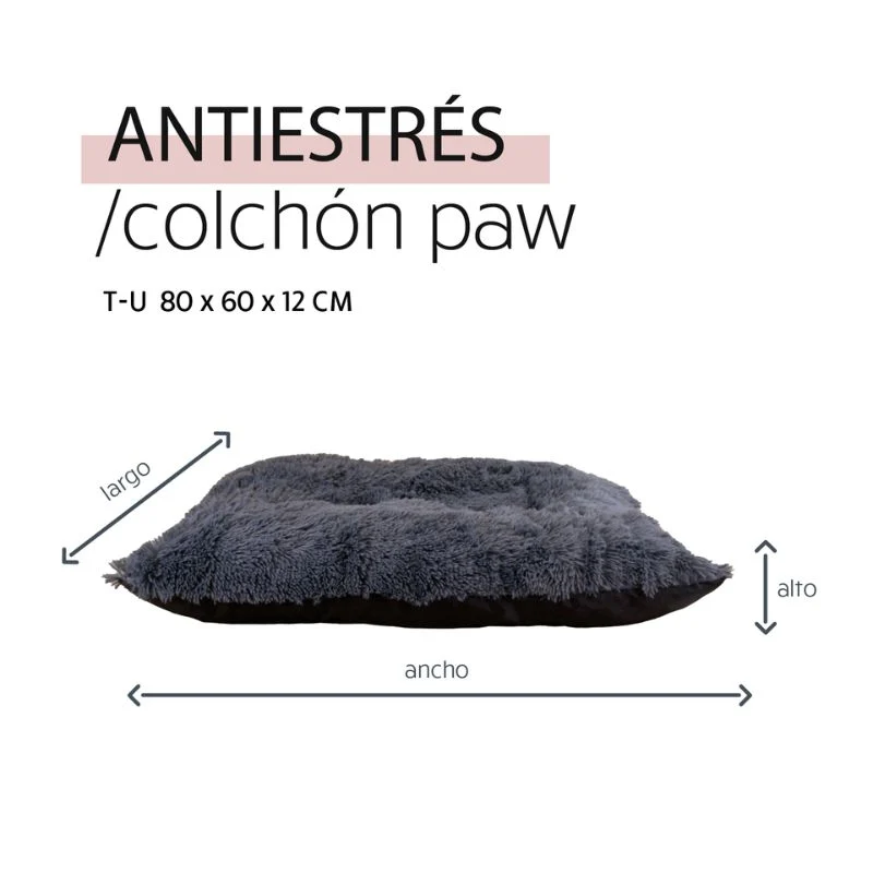 COLCHON ANTIESTRES PERROS YAGU GRIS 80 X 60 X 12 CM