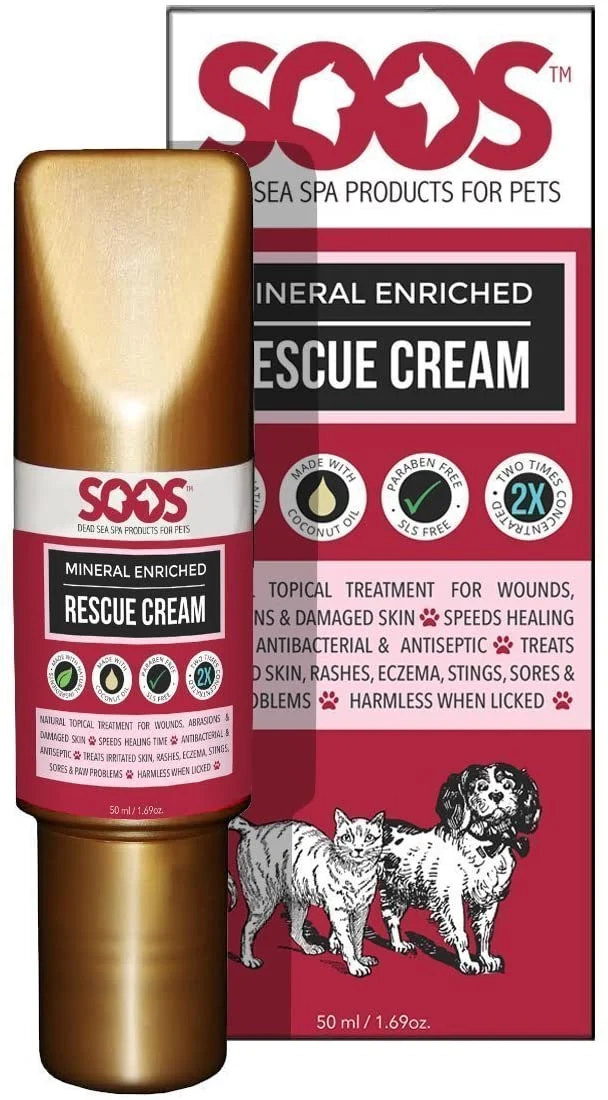 soos mascotas naturales del Mar Muerto minerales enriquecido Rescue Cream, 50 ml/1,69 oz.