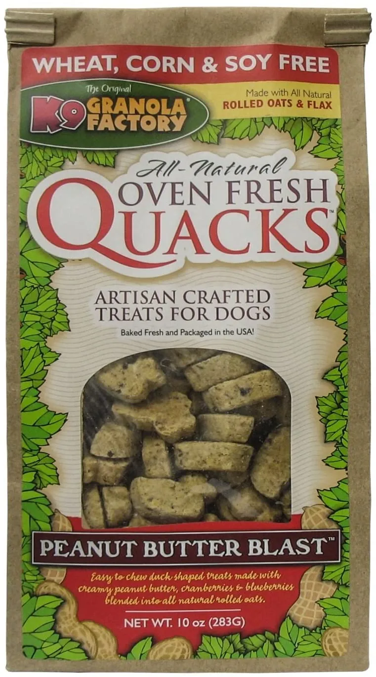 K9 Granola Factory todos Dog Treats naturales Horno frescos quacks (Peanut Butter Blast)