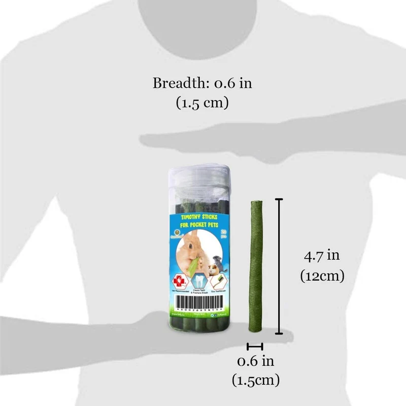 Meric Timothy Sticks, varillas en polvo de hierba timoteo de alta fibra, promueve la higiene dental y apoya la salud digestiva, 20 unidades.