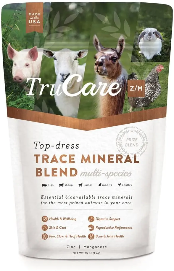 trucare Z/M parte superior-dress Trace mezcla de minerales para multi-species: Cerdos, oveja, Llamas, conejos, Aves de corral (Zinc, Manganeso)