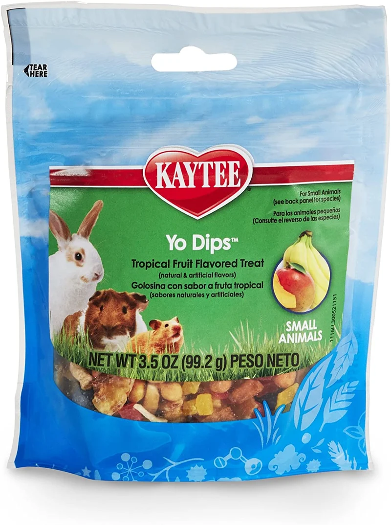 Kaytee Fiesta Yogurt Dipped Treats Tropical Fruit And Yogurt Mix para animales pequeños, bolsa de 3.5 oz