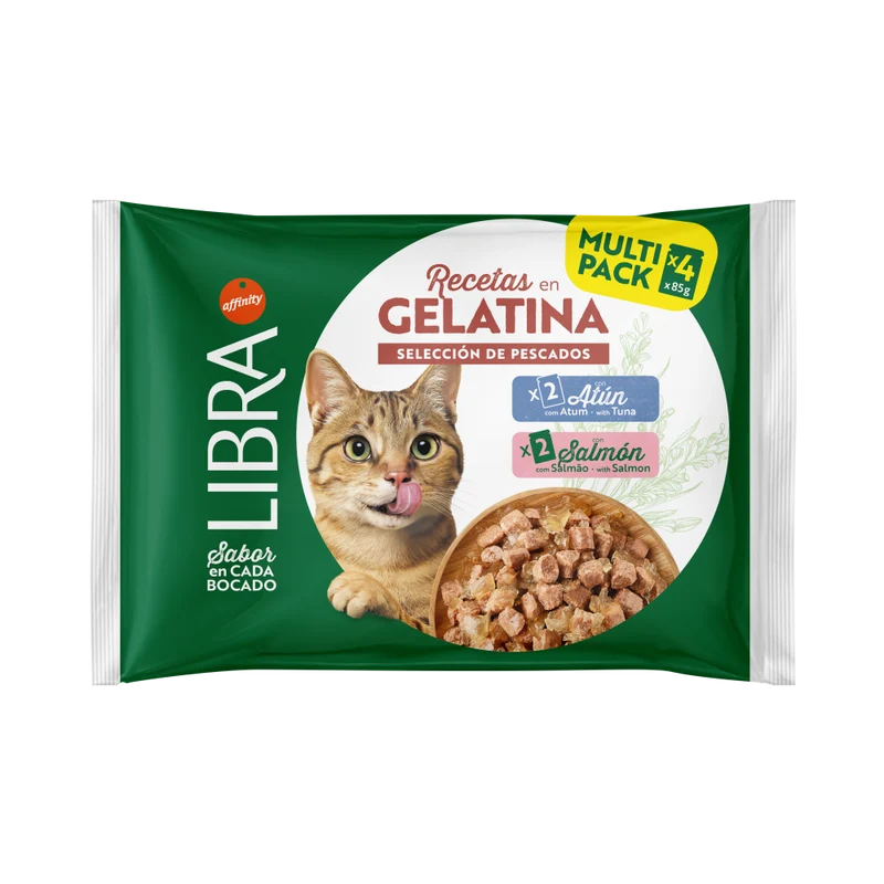 Libra Paté en Gelatina de Salmón y Atún Comida Húmeda para Gatos