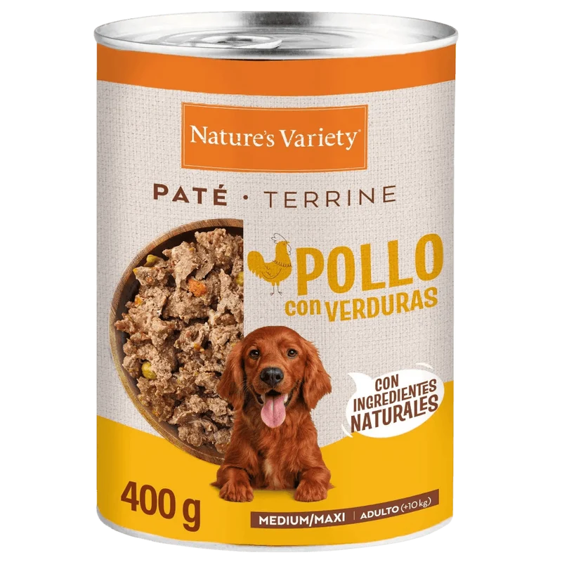 Nature's Variety Paté de Pollo con Verduras Lata Húmeda para Perros Med/Maxi