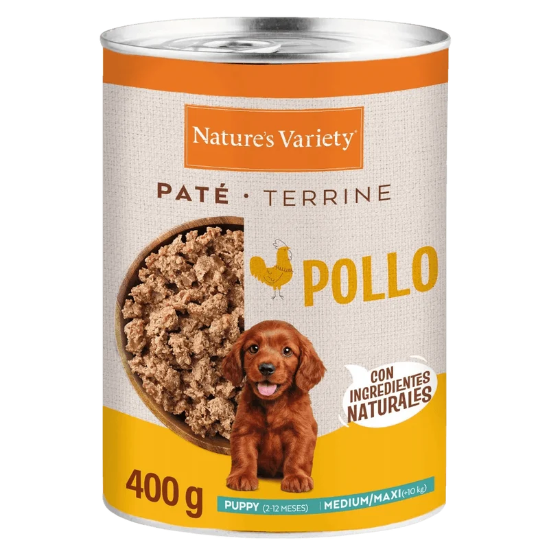 Nature's Variety Paté Puppy de Pollo con Verduras Lata Húmeda para Cachorros Med/Maxi