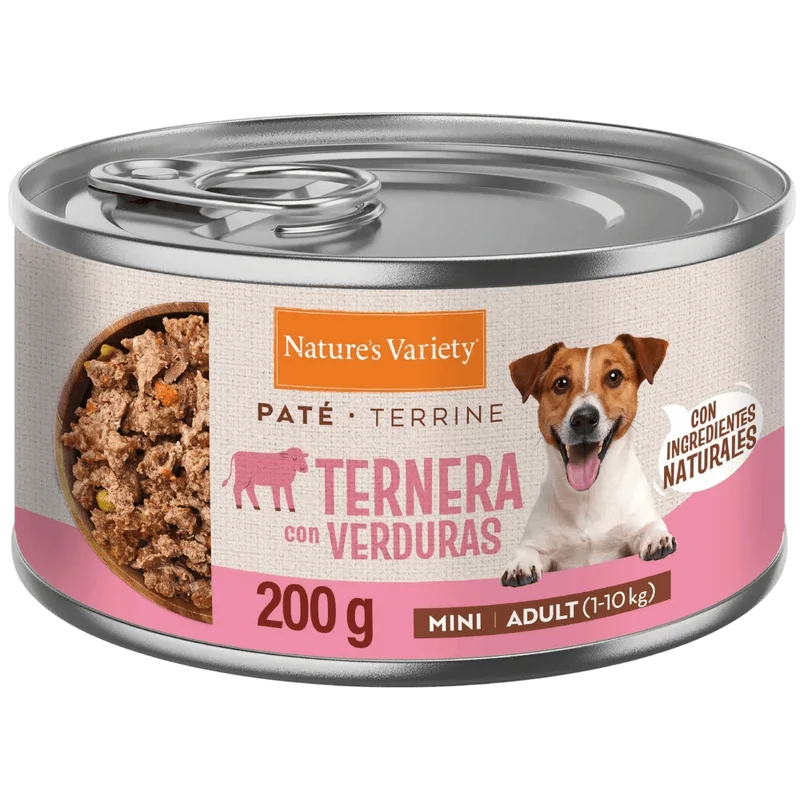 Nature's Variety Paté de Ternera con Verduras Lata Húmeda para Perros Mini