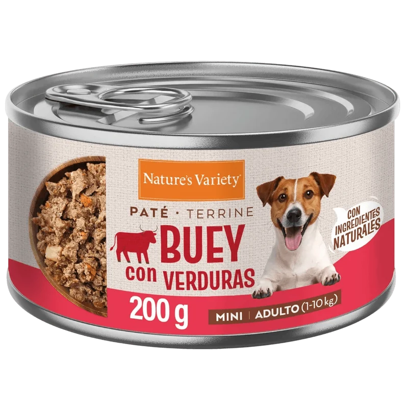 Nature's Variety Paté de Buey con Verduras Lata Húmeda para Perros Mini