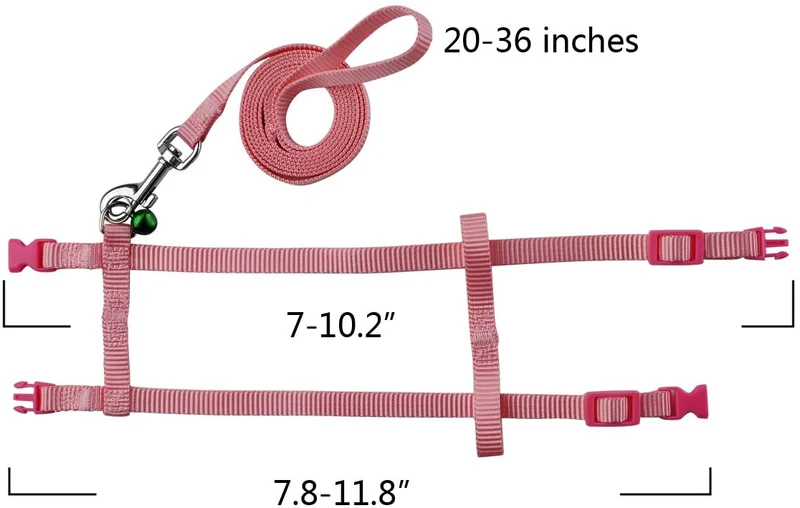 PERSUPER - 2 Pack de arnés de conejo para mascotas para nailon suave, corredores, corredores, arnés de correr con campana segura para conejo, gato, gato, hurón, cachorro y otros animales pequeños