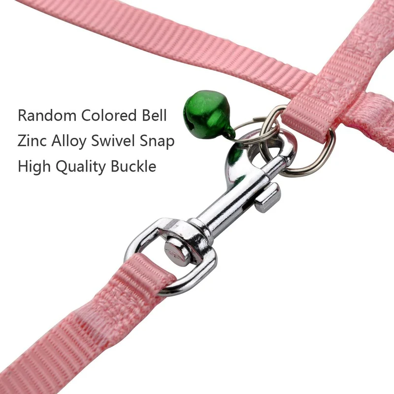 PERSUPER - 2 Pack de arnés de conejo para mascotas para nailon suave, corredores, corredores, arnés de correr con campana segura para conejo, gato, gato, hurón, cachorro y otros animales pequeños